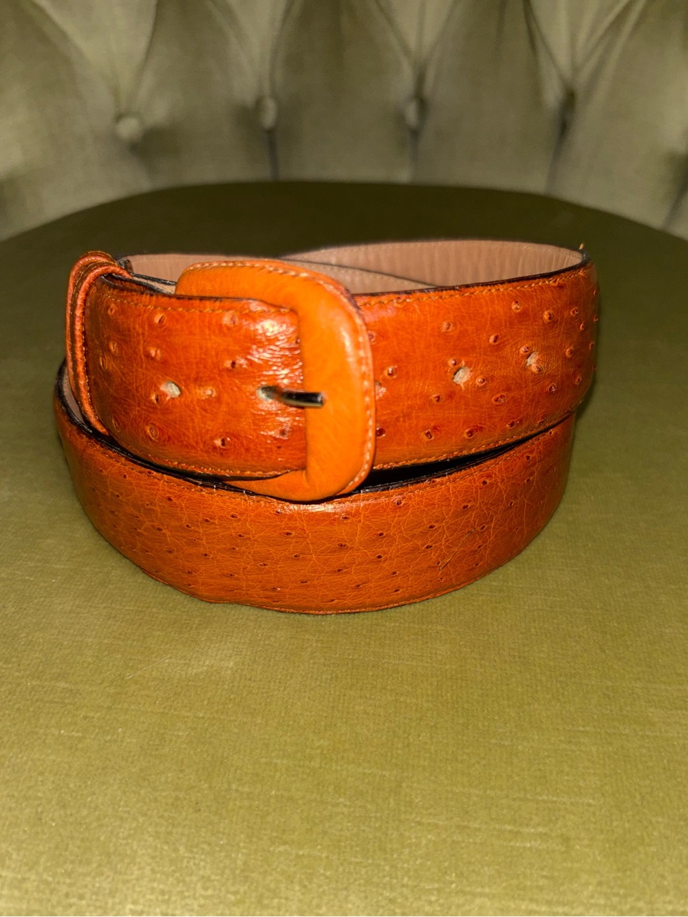 Vintage Ferrini Italia Ostrich Leather Belt Size 36